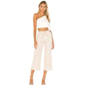 MAJORELLE Theo Gingham Pant in Gold Check